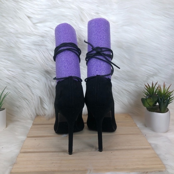 Just Fab Orana Black Lace Up Pumps - Picture 4 of 5